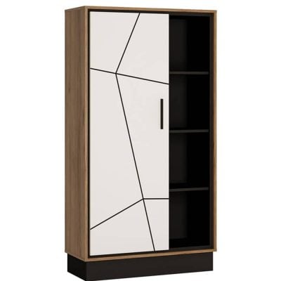 Furniture To Go Brolo 1 Door Wide Bookcase Walnut White Black