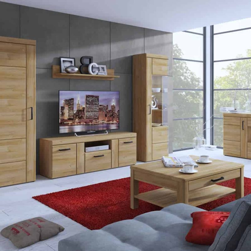 Furniture To Go Cortina 2 Door 1 Drawer Tall TV Cabinet Oak
