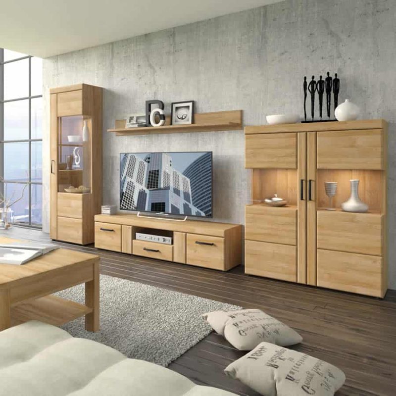Furniture To Go Cortina Low Wide 2 Door Display Cabinet Oak