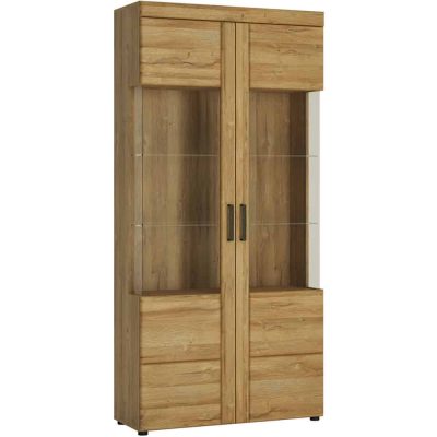 Furniture To Go Cortina Tall Wide 2 Door Display Cabinet Oak