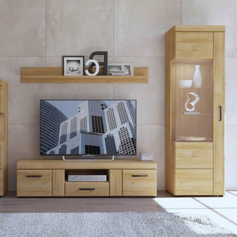 Furniture To Go Cortina Tall Glazed Display Cabinet LH Oak