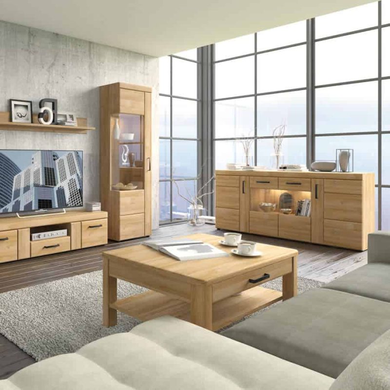 Furniture To Go Cortina Tall Glazed Display Cabinet LH Oak