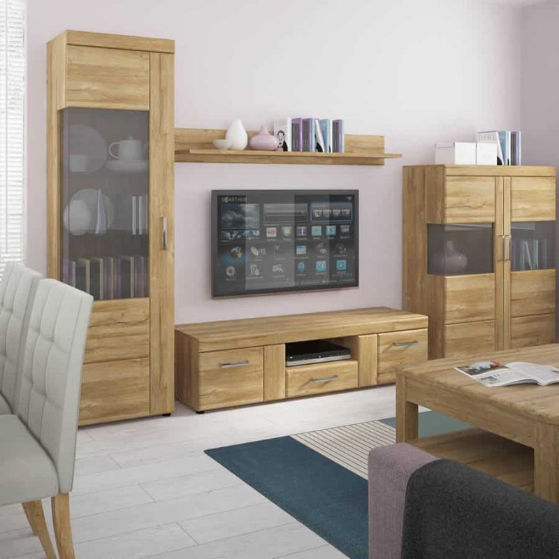 Furniture To Go Cortina Tall Glazed Display Cabinet LH Oak