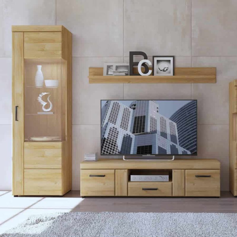 Furniture To Go Cortina Tall Glazed Display Cabinet RH Oak