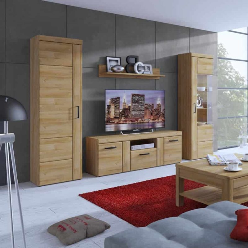 Furniture To Go Cortina Tall Glazed Display Cabinet RH Oak