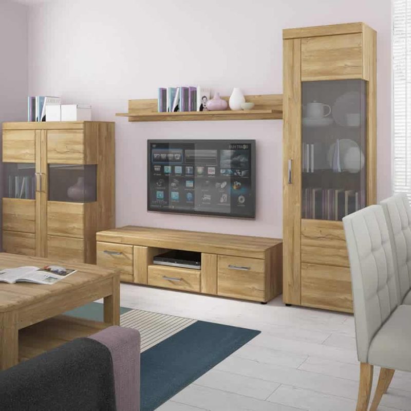 Furniture To Go Cortina Tall Glazed Display Cabinet RH Oak
