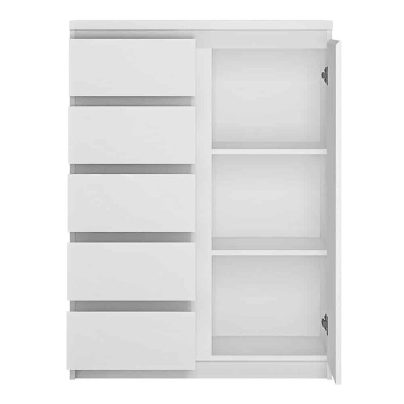 Furniture To Go Fribo 1 Door 5 Drawer Cabinet White