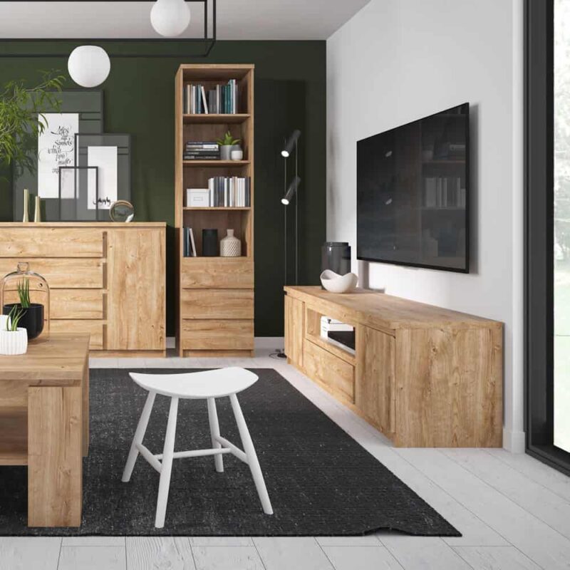Furniture To Go Fribo 2 Door 1 Drawer 136cm Wide TV Cabinet Oak