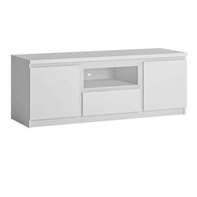 Furniture To Go Fribo 2 Door 1 Drawer 136cm Wide TV Cabinet White