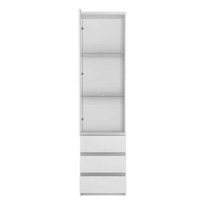Furniture To Go Fribo Tall Narrow 1 Door 3 Drawer Display Cabinet White