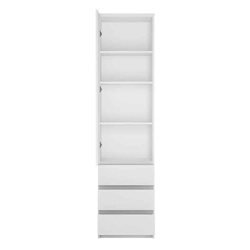 Furniture To Go Fribo Tall Narrow 1 Door 3 Drawer Cupboard White