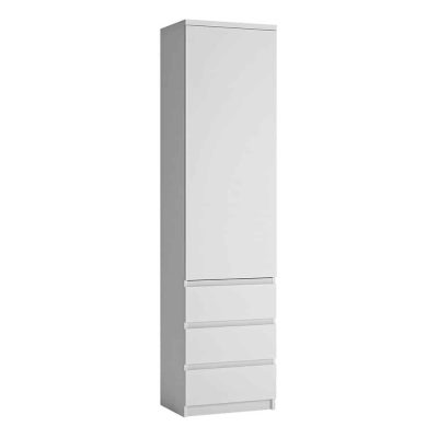 Furniture To Go Fribo Tall Narrow 1 Door 3 Drawer Cupboard White