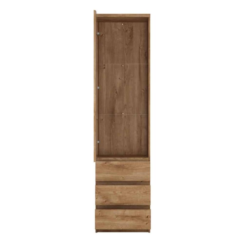 Furniture To Go Fribo Tall Narrow 1 Door 3 Drawer Display Cabinet Oak