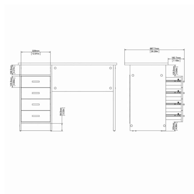 Furniture To Go Function Plus 4 Drawer Desk Oak