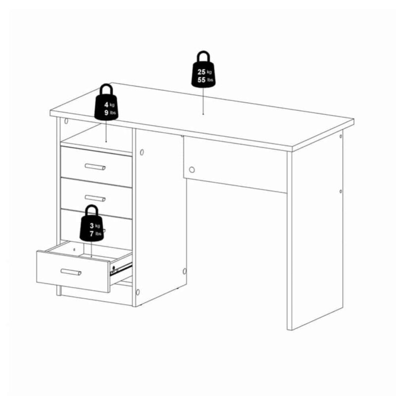 Furniture To Go Function Plus 4 Drawer Desk Oak