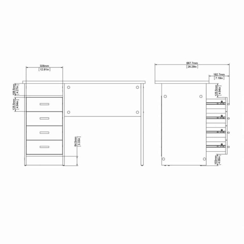 Furniture To Go Function Plus 4 Drawer Desk White