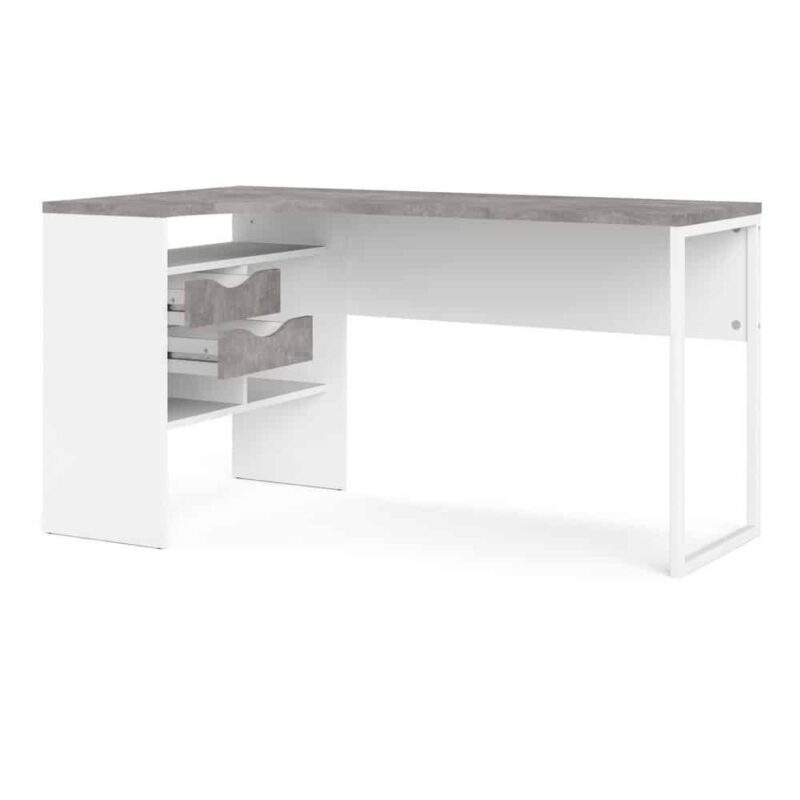 Furniture To Go Function Plus Corner Desk 2 Drawers White Grey