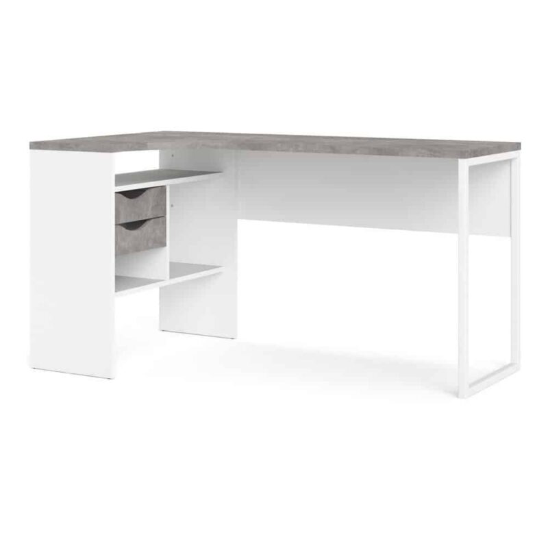 Furniture To Go Function Plus Corner Desk 2 Drawers White Grey