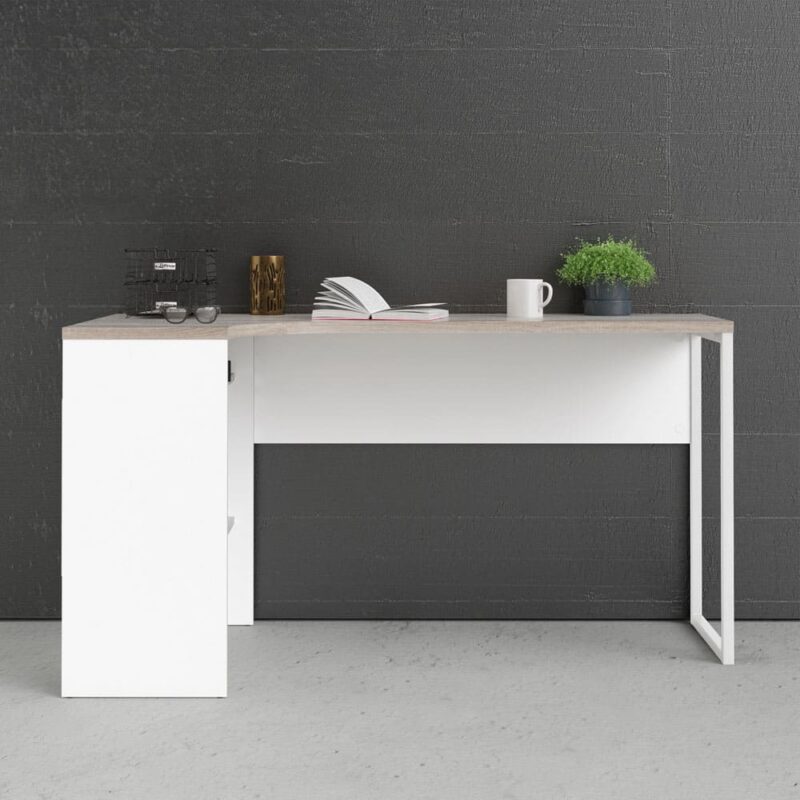 Furniture To Go Function Plus Corner Desk 2 Drawers White Truffle Oak