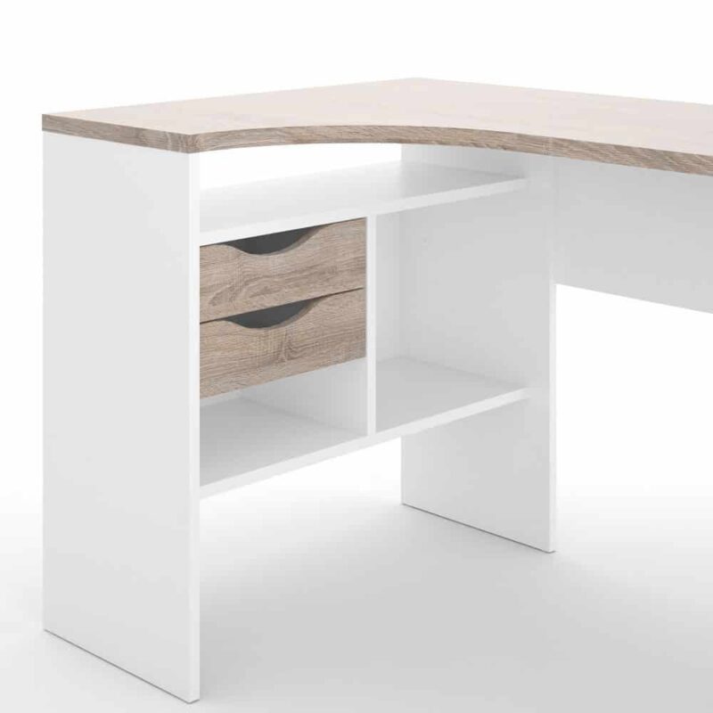 Furniture To Go Function Plus Corner Desk 2 Drawers White Truffle Oak