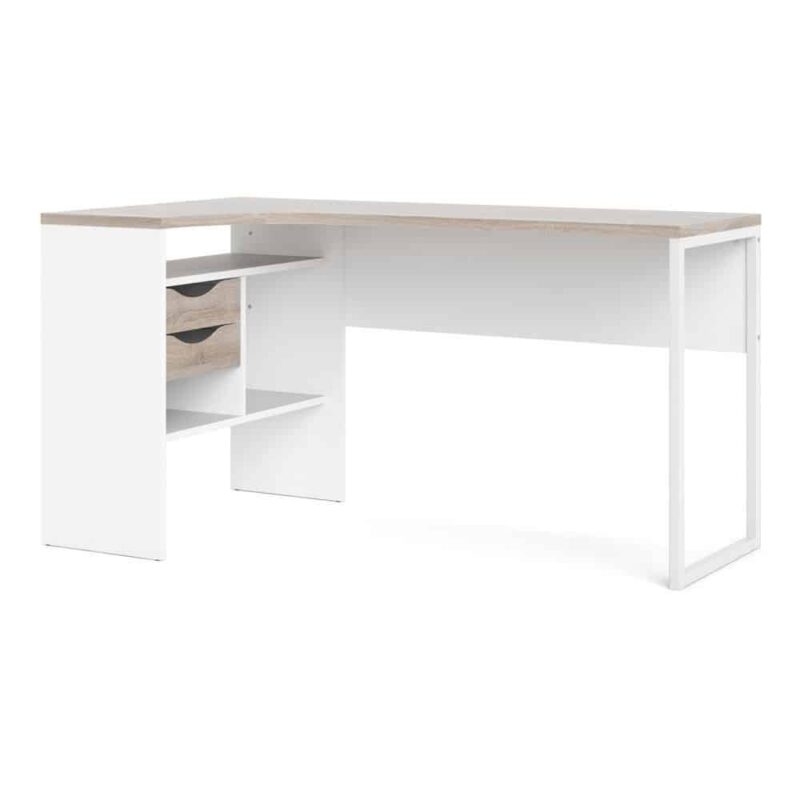 Furniture To Go Function Plus Corner Desk 2 Drawers White Truffle Oak