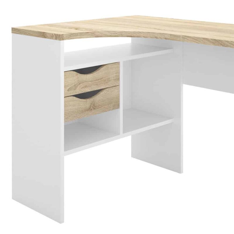 Furniture To Go Function Plus Corner Desk 2 Drawers White Oak