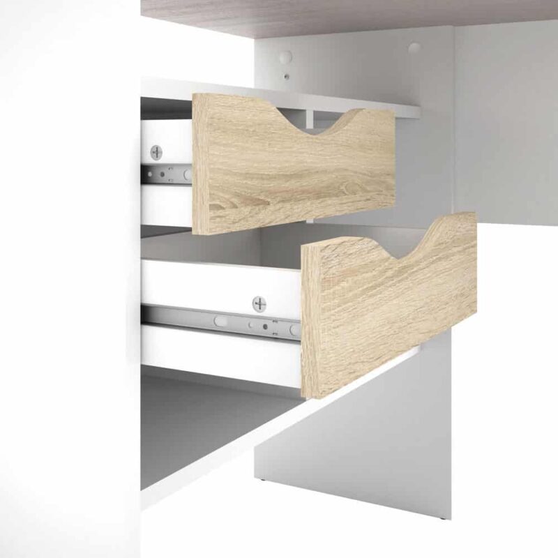 Furniture To Go Function Plus Corner Desk 2 Drawers White Oak