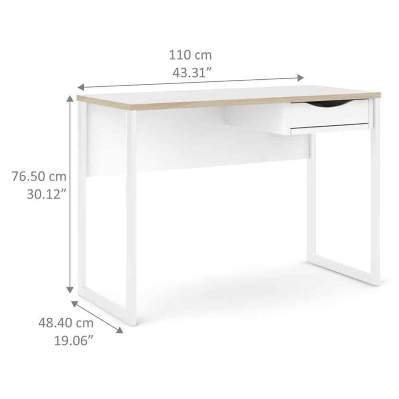 Furniture To Go Function Plus Desk 1 Drawer White Oak Trim