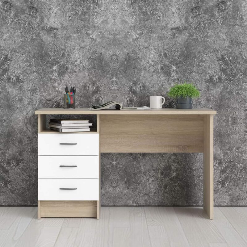 Furniture To Go Function Plus Desk 3 Drawers White Oak