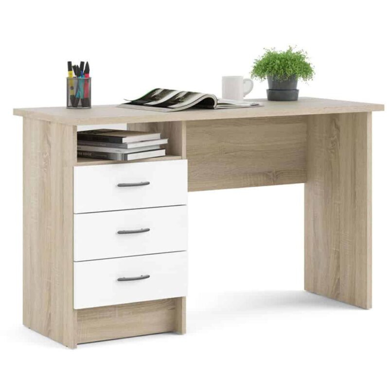 Furniture To Go Function Plus Desk 3 Drawers White Oak