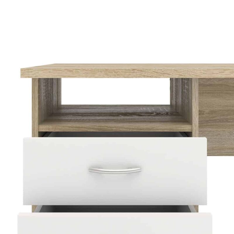 Furniture To Go Function Plus Desk 3 Drawers White Oak