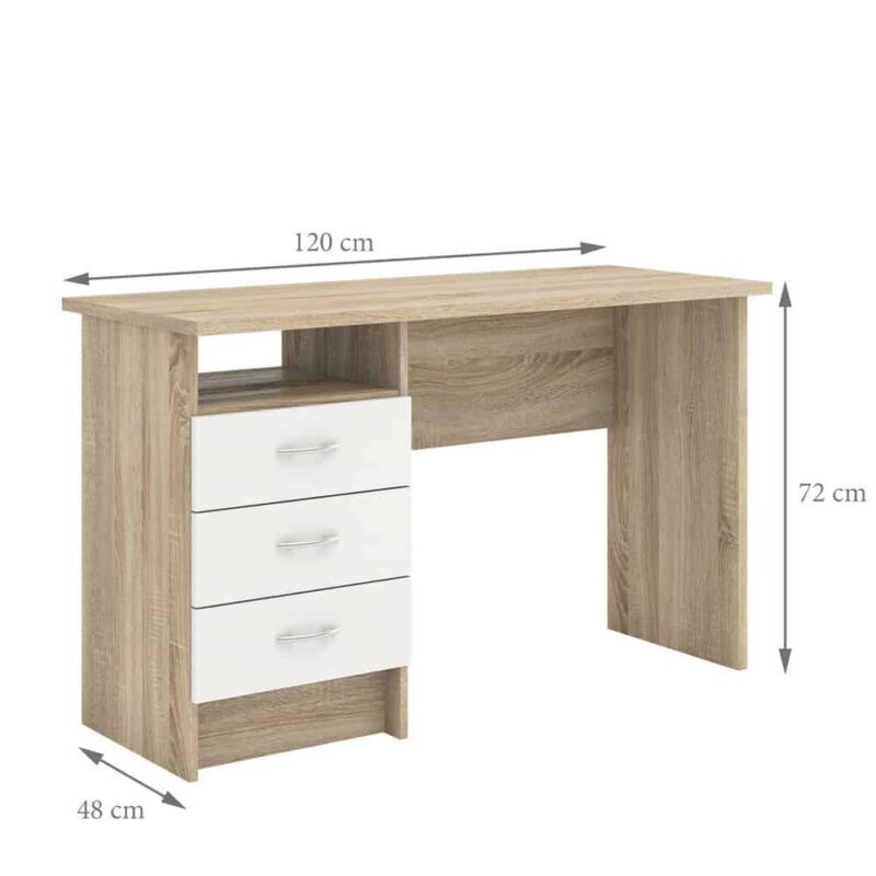 Furniture To Go Function Plus Desk 3 Drawers White Oak