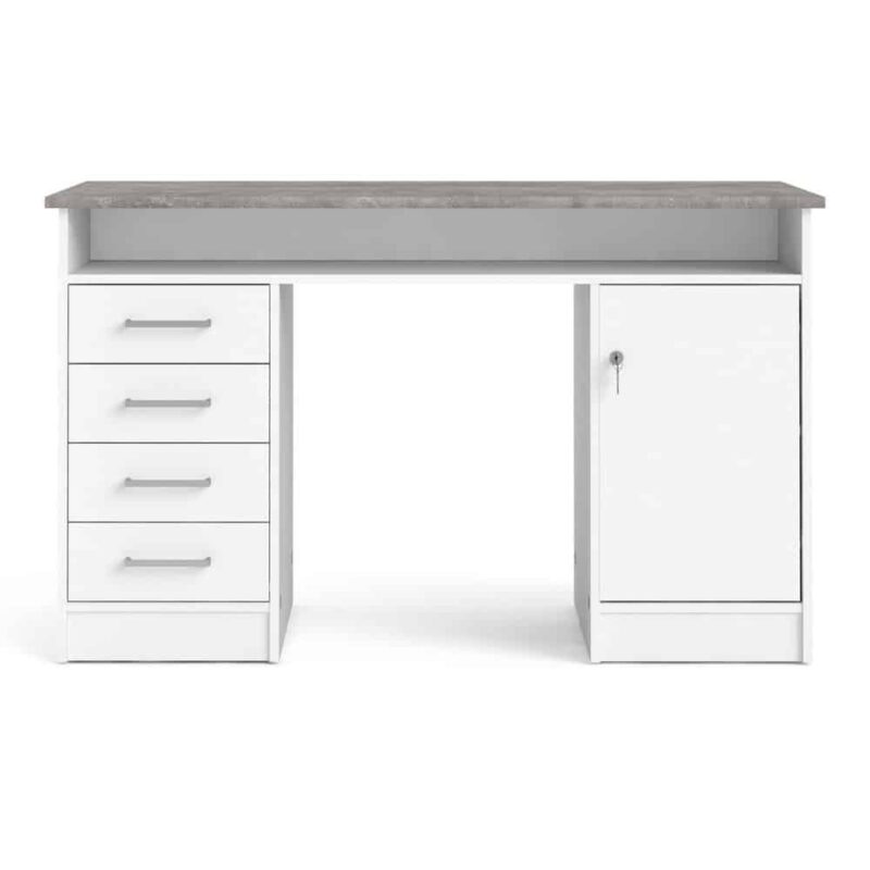 Furniture To Go Function Plus Desk 4 Drawer 1 Door White Grey