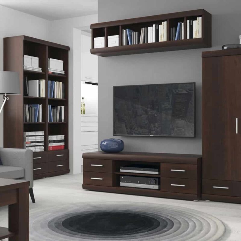 Furniture To Go Imperial Tall 2 Drawer Cabinet Open Shelving Mahogany