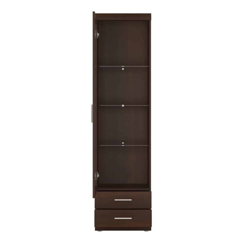 Furniture To Go Imperial Tall Glazed 1 Door 2 Drawer Cabinet Mahogany