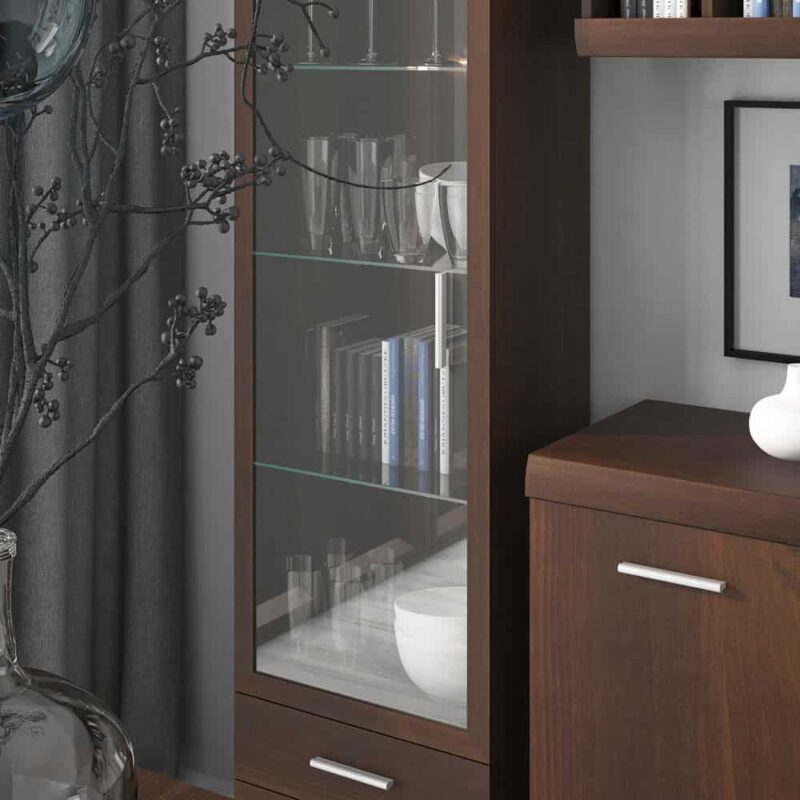 Furniture To Go Imperial Tall Glazed 1 Door 2 Drawer Cabinet Mahogany