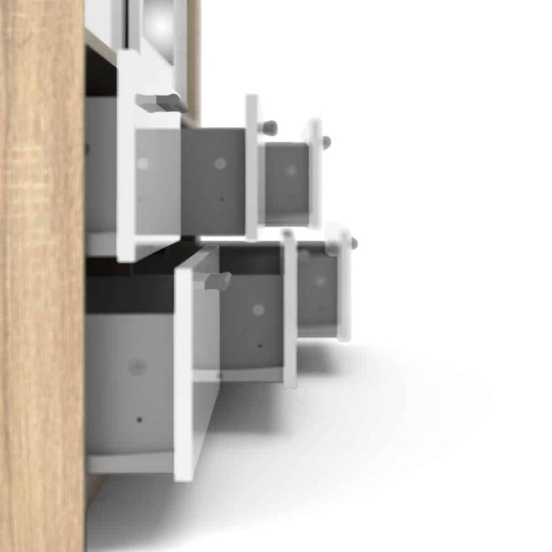 Furniture To Go Line 3 Door Wardrobe 6 Drawers Oak White High Gloss