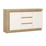 Furniture To Go Lyon 2 Door 3 Drawer Sideboard Oak White High Gloss