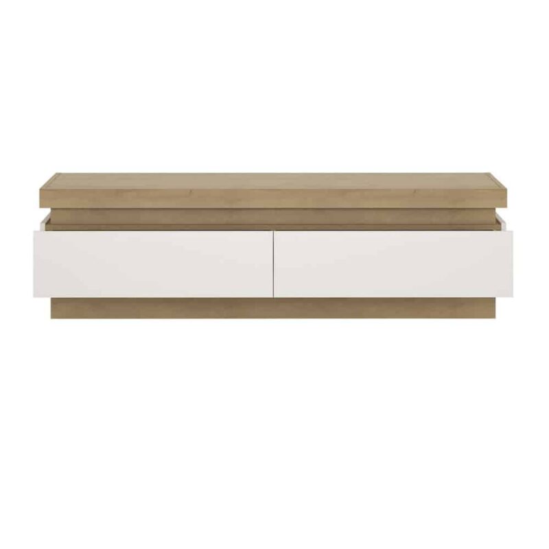Furniture To Go Lyon 2 Drawer TV Cabinet Oak White High Gloss