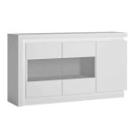 Furniture To Go Lyon 3 Door Glazed Sideboard White High Gloss