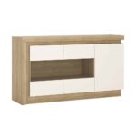 Furniture To Go Lyon 3 Door Glazed Sideboard Oak White High Gloss