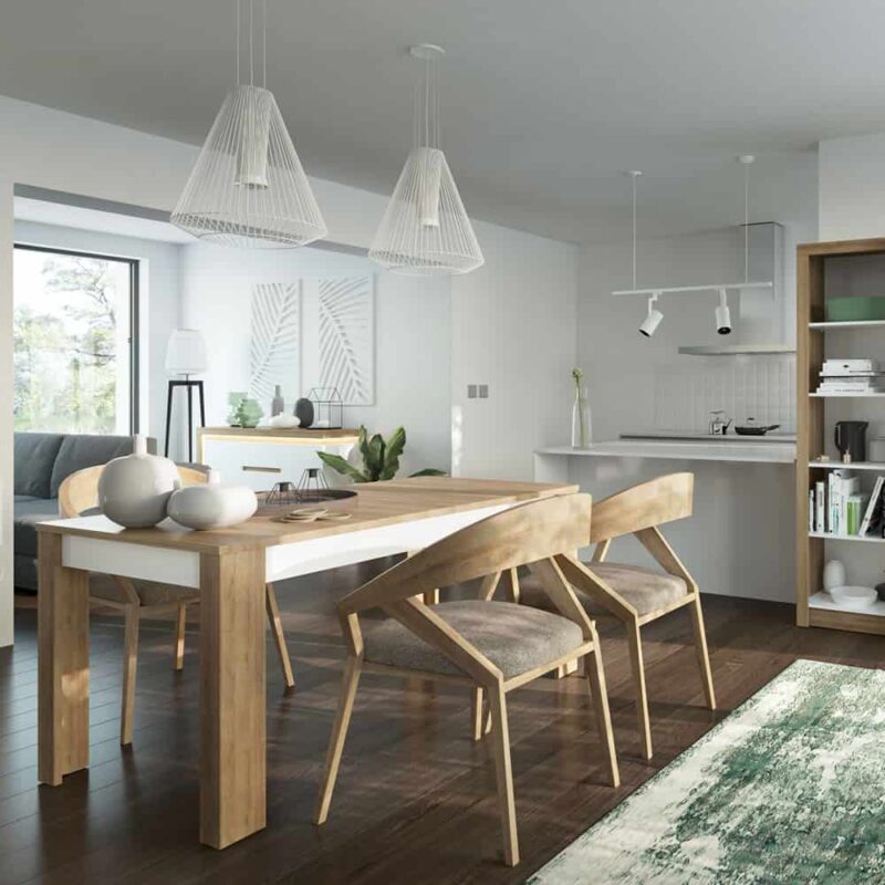 Furniture To Go Lyon Large Extending Dining Table 160cm Oak White High Gloss