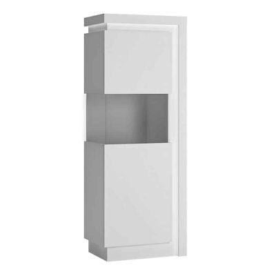 Furniture To Go Lyon Narrow Display Cabinet LH 164cm White High Gloss