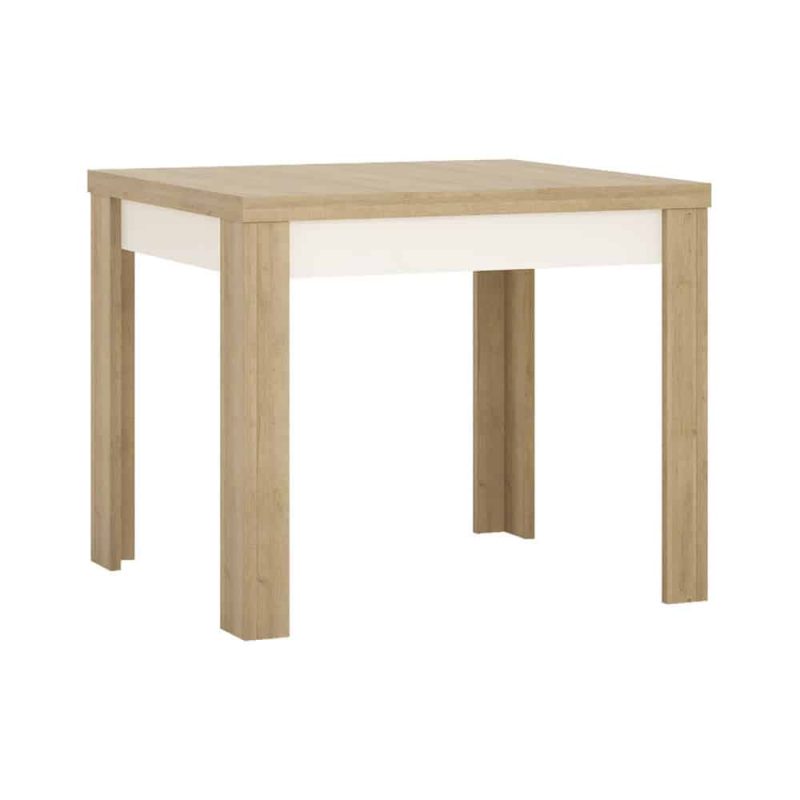 Furniture To Go Lyon Small Extending Dining Table 90cm Oak White High Gloss
