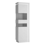 Furniture To Go Lyon Tall Narrow Display Cabinet LH White High Gloss