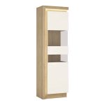 Furniture To Go Lyon Tall Narrow Display Cabinet RH Oak White High Gloss