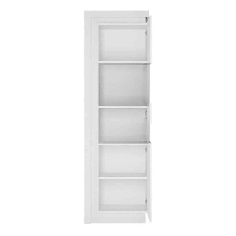 Furniture To Go Lyon Tall Narrow Display Cabinet RH White High Gloss