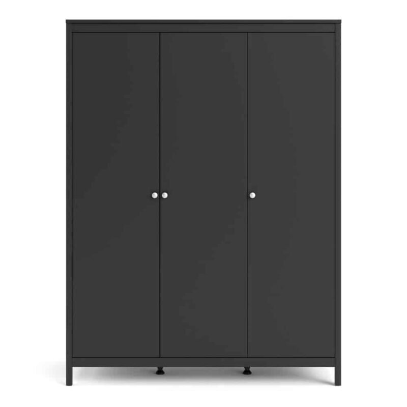 Furniture To Go Madrid 3 Door Wardrobe Matt Black