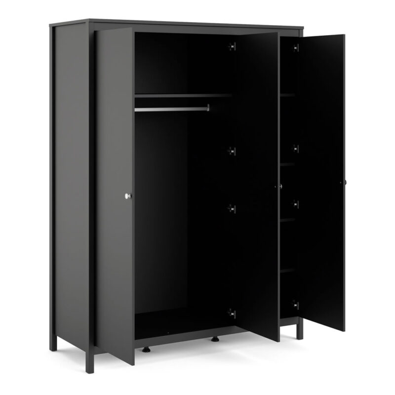 Furniture To Go Madrid 3 Door Wardrobe Matt Black