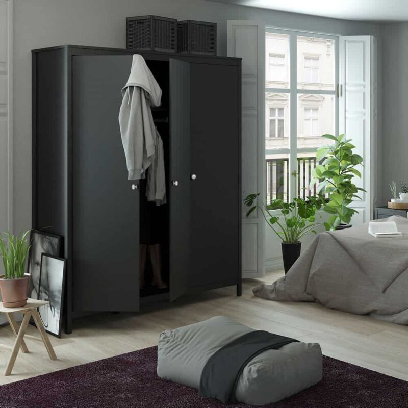 Furniture To Go Madrid 3 Door Wardrobe Matt Black